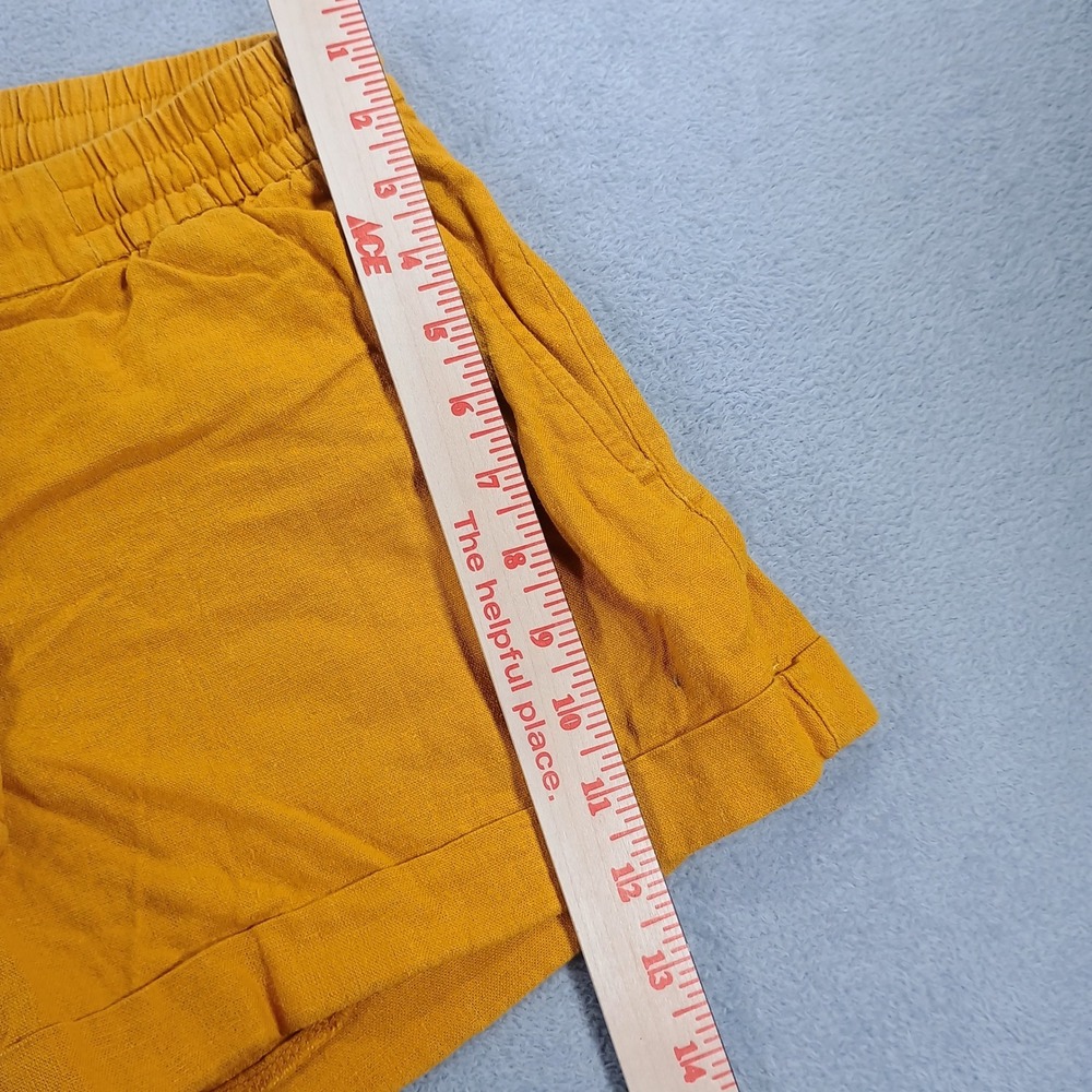 Old Navy Womens Linen Blend Shorts Mustard Yellow Small Drawstring Pocket - Picture 7 of 13